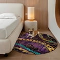 thumbnail image 3 of Yellow Purple Green Round Area Rug 3.3 FT, Non Slip Small Entryway Kitchen Mat, Geometric Modern Abstract Washable Soft Circular Rug Non-Shedding Door Mat for Bathroom Playroom Kids Room, 3 of 9