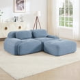 thumbnail image 2 of 80" Modular Sectional Sofa, L Shaped Sofa, Living Room Couch With Corduroy Fabric Curved Armrests And No Assembly For Living Room And Rest Areas, Blue, 2 of 9