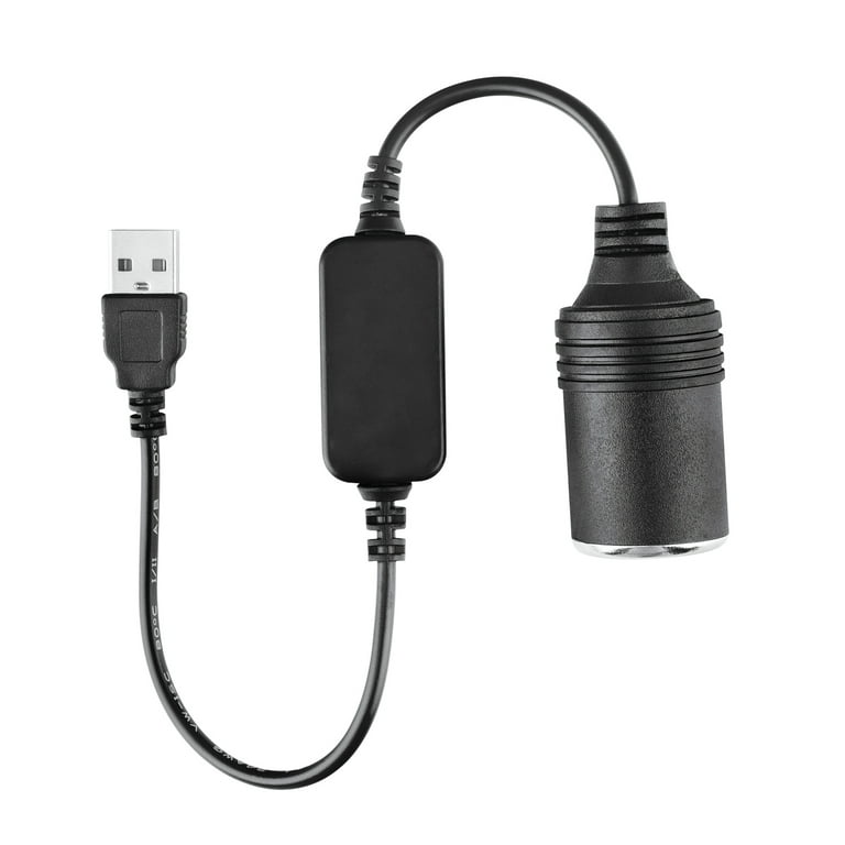 USB Cigarette Lighter Adapter - FITE ON USB A Male to 12V Car Cigarette  Lighter Socket Female Cable Converter 1Ft/30cm 
