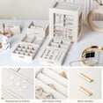 thumbnail image 4 of Casegrace 360° Rotating 6-Tier Huge Jewelry Organizer Box with 5 Drawers, 2-Side Clear Window Necklace Display Holder, Decorative Jewellery Storage Case for Earrings, Rings, Bracelets, Watches, 4 of 10
