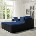 thumbnail image 2 of Costway Outdoor Patio Rattan Daybed Pillows Cushioned Sofa Furniture Navy, 2 of 12