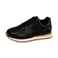 thumbnail image 5 of Rokment Sparkly Sequin Fashion Sneakers Walking Shoes for Women Fall Winter Bling Breathable Mesh Patchwork Lace up Memory Foam Non Slip Running Tennis Casual Footwear Black Size 6.5, 5 of 6