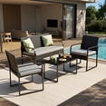 thumbnail image 4 of Wicker Outdoor Conversation Set with Glass Top Table, Patio Seating Furniture for Yard, Lawn and Poolside, Grey, 4 of 11