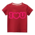 thumbnail image 1 of Pisexur Mode Mignon pour Tout-Petits Garçons Filles Couleur Unie Col Rond Saint-Valentin Imprimé Cœur Manches Courtes, 1 of 3