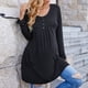 thumbnail image 4 of Blusa informal de manga larga con botones de color liso y cuello redondo para mujer Fridja  hkj1885, 4 of 5