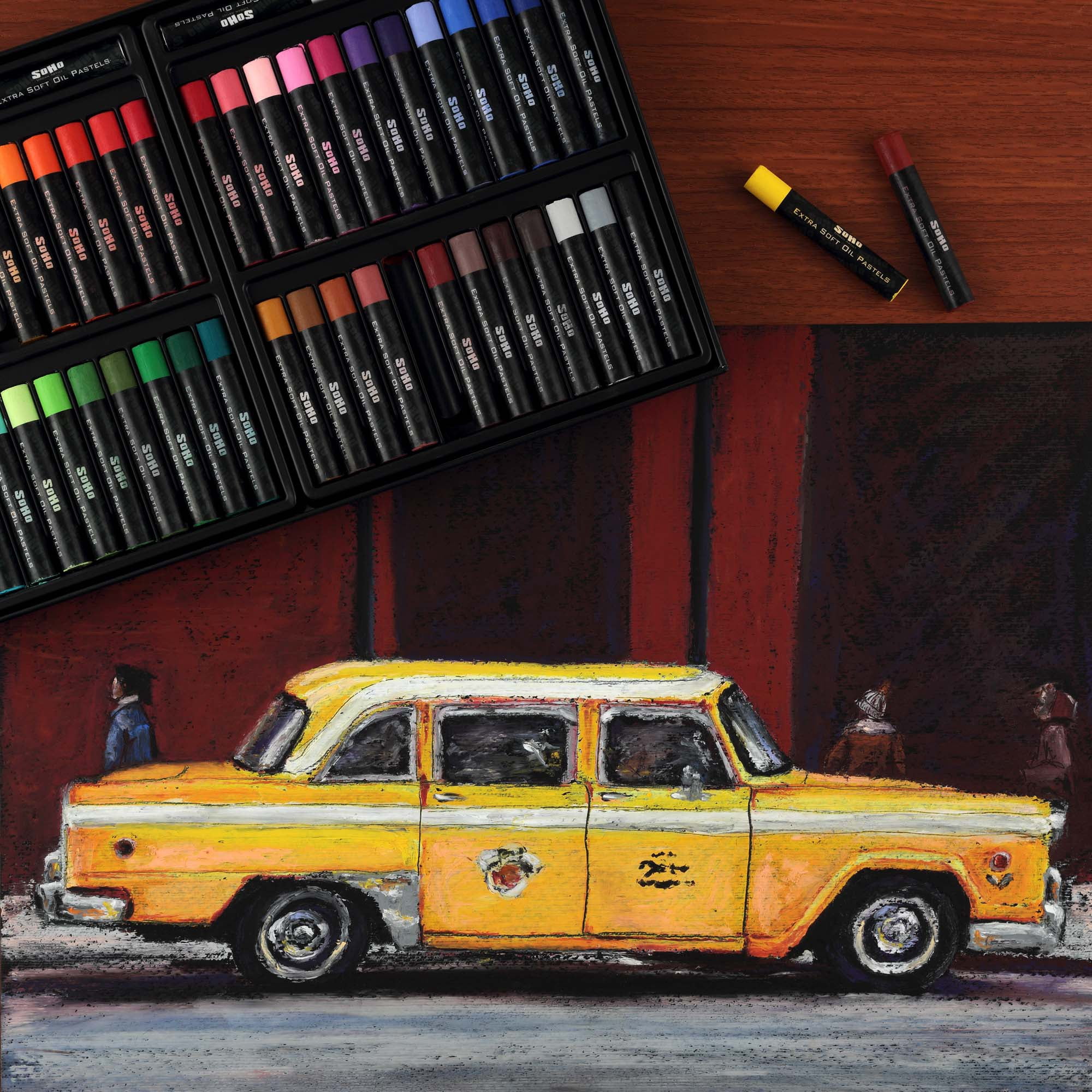SoHo Urban Artist Extra Soft Oil Pastels Set of 48 & 11x14 Oil Pastel Pad Bundle – 20-Sheet Textured Paper for Blending, Layering & Drawing – Smooth, Pigmented Pastels & Acid-Free Sketchbook