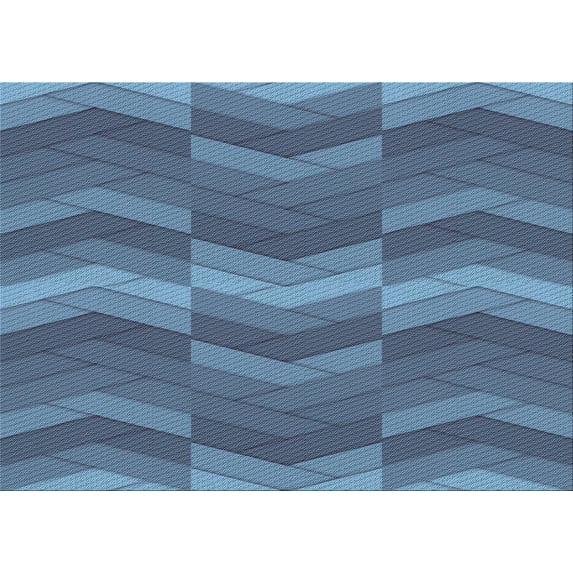 Ahgly Company Indoor Rectangle Patterned Azure Blue Area Rugs, 4' x 6'
