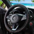 thumbnail image 1 of SNNROO Premium PU Leather Steering Wheel Cover with Embroidered Design  Universal Fit for 14.5-15 Inch Steering Wheels, 1 of 7