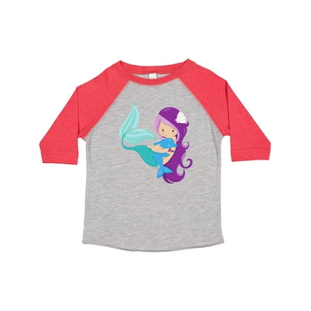 

Inktastic Cute Mermaid Little Mermaid Purple Hair Dolphin Gift Toddler Toddler Girl T-Shirt