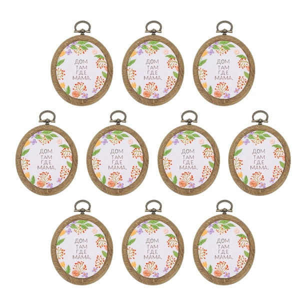 Uxcell 10 Piezas Aros de Bordado Ovalados Imitados de Madera de 3" x 2.4" para Manualidades de Bordado