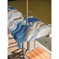 thumbnail image 2 of Square Outdoor Tablecloth with Umbrella Hole Moire Blue Brown Outside Table Cloth Waterproof Patio Table Cover Ombre Contemporary Abstract Geometric Zipper Tablecloths for Picnic Camping 54x54 Inch, 2 of 8