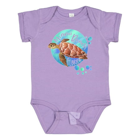 

Inktastic Miami Beach Florida Swimming Sea Turtle with Bubbles Gift Baby Boy or Baby Girl Bodysuit
