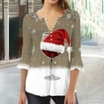 thumbnail image 2 of Camisetas con Cuello en V Mujeres Moda Impresa 3/4 Mangas Blusa, Top Cómodo Casual para el Hogar Y Diario, 2 of 4