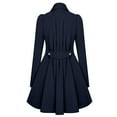 thumbnail image 3 of Baberdicy Lady Trench Coat Women's Long Sleeved Back Pleated Hem Irregular Skirt Medium Length Outerwear Windbreaker Trenchcoat Women's Navy, 3 of 3