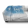 thumbnail image 3 of Gender Reveal Soft Flannel Fleece Throw Blanket, It's a Boy Happy Message Abstract Announcement Illustration Print, Cozy Plush for Indoor and Outdoor Use, 60" x 80", Violet Blue White, by Ambesonne, 3 of 6