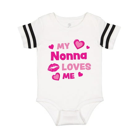

Inktastic Valentine s Day My Nonna Loves Me Hearts and Lips Gift Baby Boy or Baby Girl Bodysuit