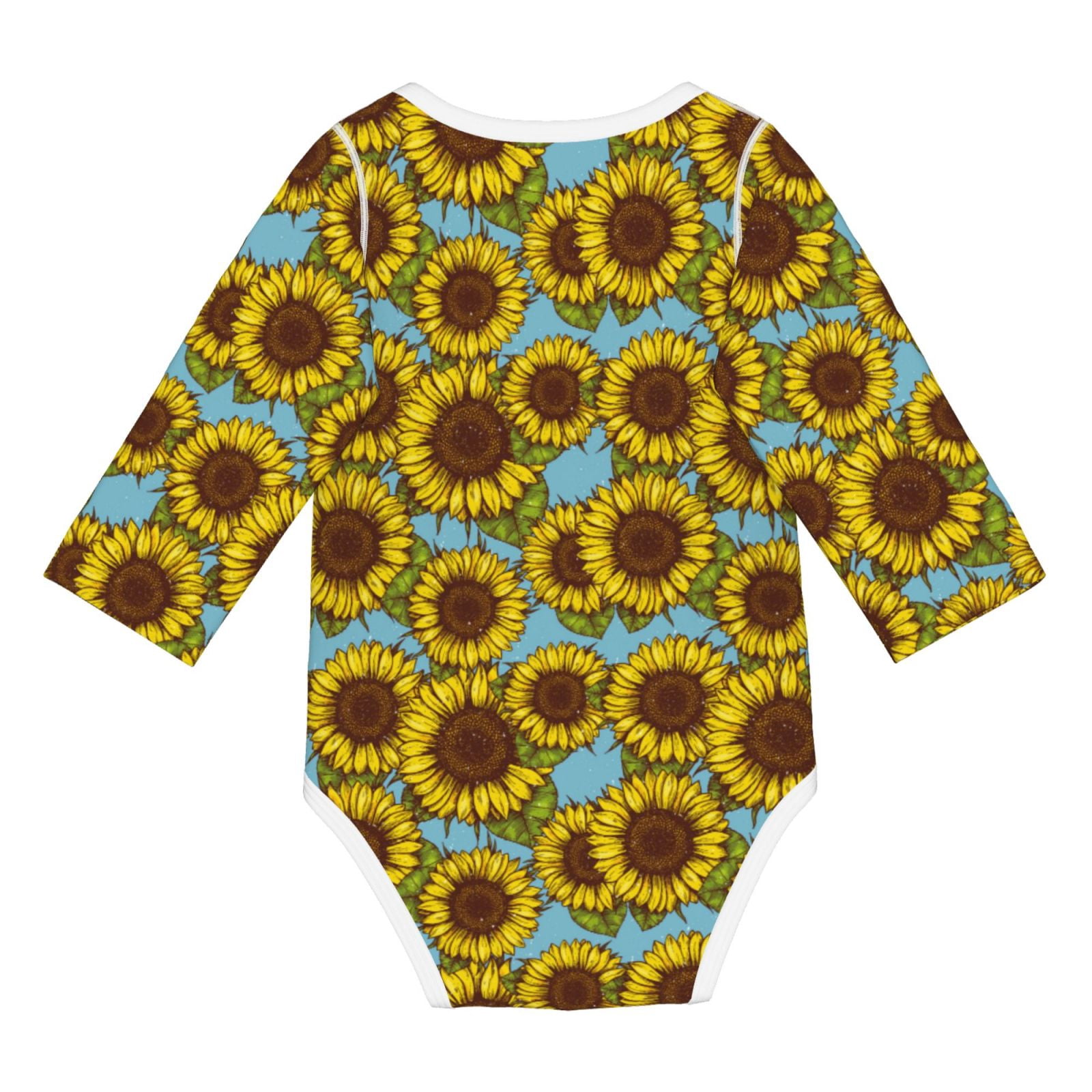 Picia Sunflowers for unisex-baby Long-sleeve Bodysuit,Newborn Baby Boy Girl Onsies Bodysuit-