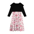 thumbnail image 4 of Abcomgle Girls Maxi Dresses 7-16 Patchwork Ruffle Long Sleeve Maxi Dress Butterfly Graphic Crew Neck Sundresses Loose Tiered Dresses with Pockets,7-8 Years Pink, 4 of 5