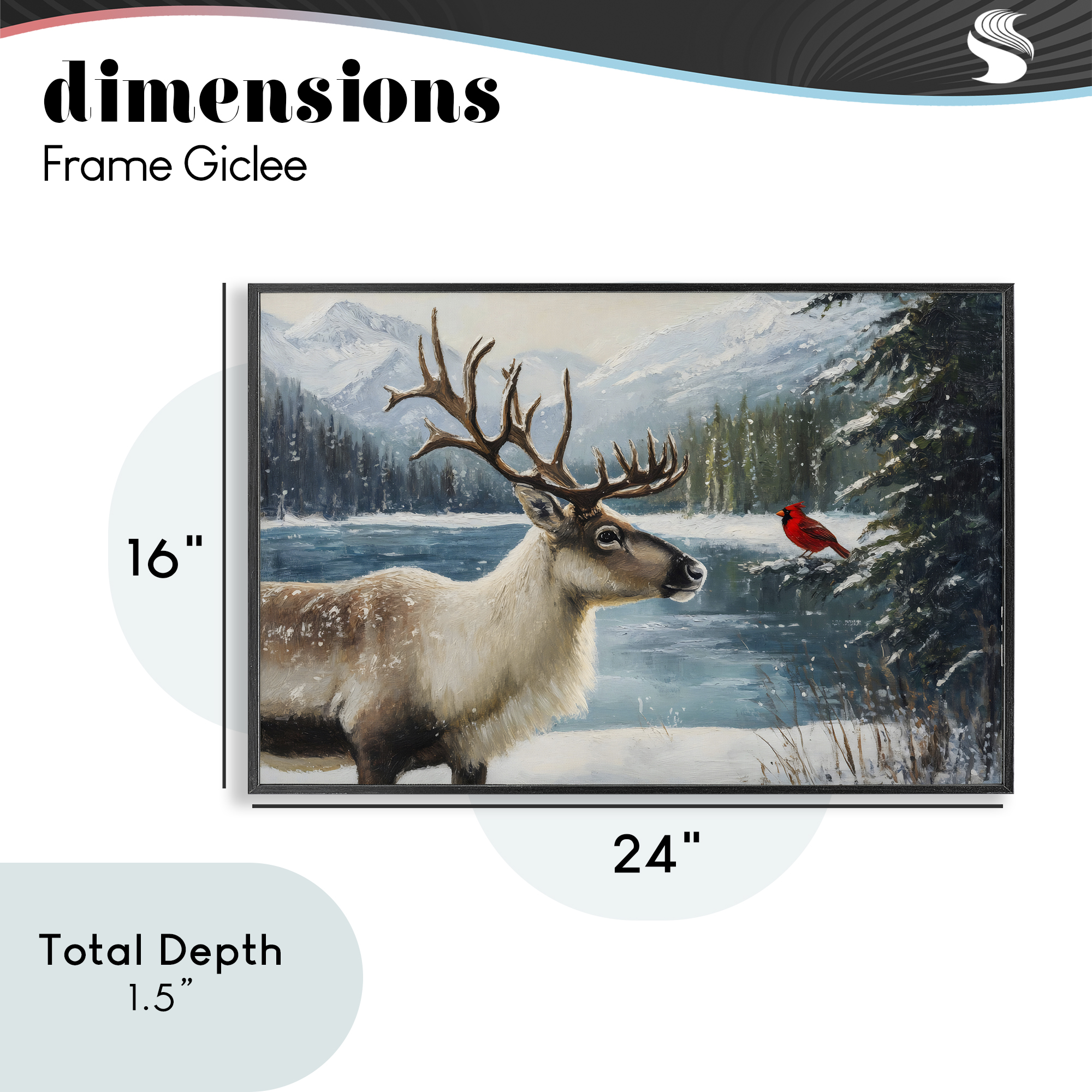 Christmas Conversation In Wild Black Framed Giclee Art, design by Petal Prints Design