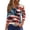 Red, variant on Women's 250th Anniversary USA Shirt Patriotic American Flag Print V-Neck Button 3/4 Sleeve T-Shirt