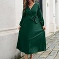 thumbnail image 5 of Bigersell 1920S Dresses for Women Summer Female V-Neck Short Sleeve Maxi Wrap Dress Style D-117 Club Dress Regular Summer Dresses , Green M, 5 of 5