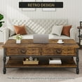 thumbnail image 6 of Festisoul 41" Farmhouse Rustic Wood Coffee Table with 2 Drawers and Open Storage Shelf, Wooden Center Table for Living Room, Vintage Brown, 6 of 9