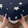 thumbnail image 3 of King Size Fitted Sheet Set - Modern 3 Piece Bedding Sets 16" Deep Pocket Fitted Sheet with 2 Pillowcases, Japanese Style Minimalist Moon Stars Blue Brushed Microfiber Hotel Luxury Bed Sheets, 3 of 9