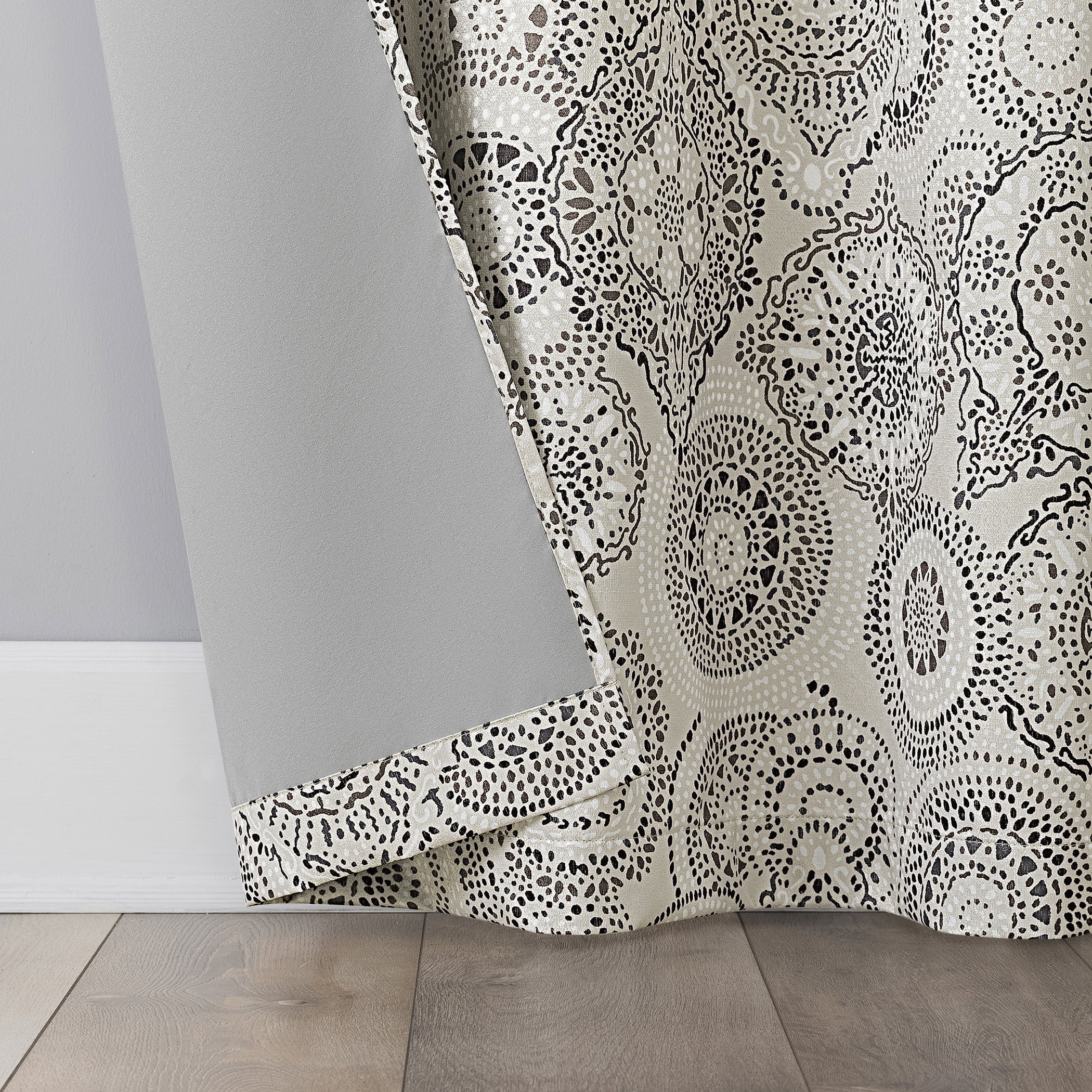 Sun Zero Arlo 2-Piece Textured Thermal Insulated Room Darkening Grommet Curtain Panel Pair, Brown Medallion, 40"W x 95"L