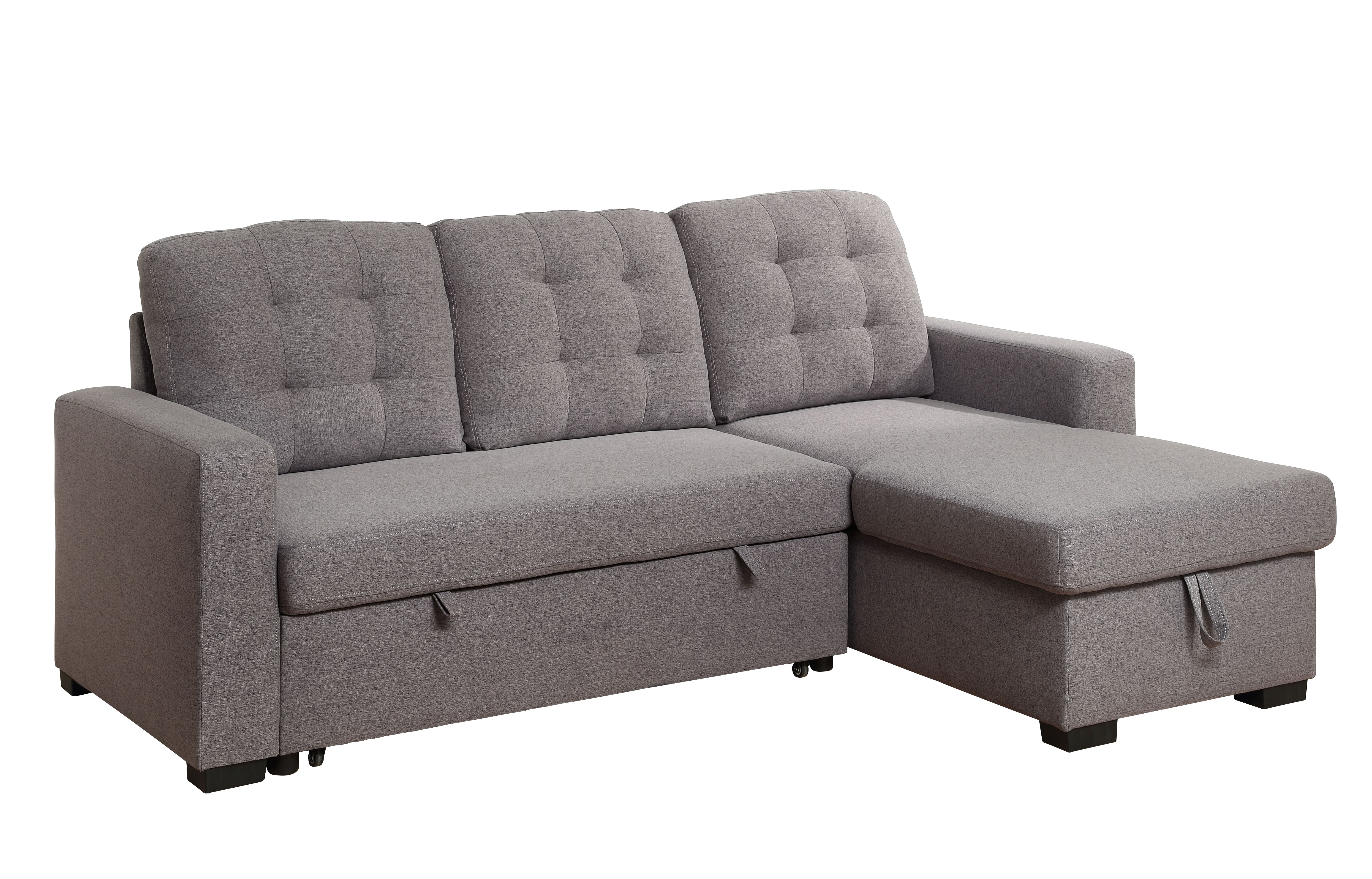 Chambord Reversible Storage Sleeper Sectional Sofa in Gray Fabric