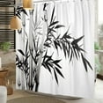 thumbnail image 2 of Black White Bamboo Shower Curtain Chinese Ink Painting Plant Art Aesthetic Shower Curtains Decorative for Bathroom Waterproof Fabric Shower Curtain with Hooks 72x72 Inches, 2 of 5
