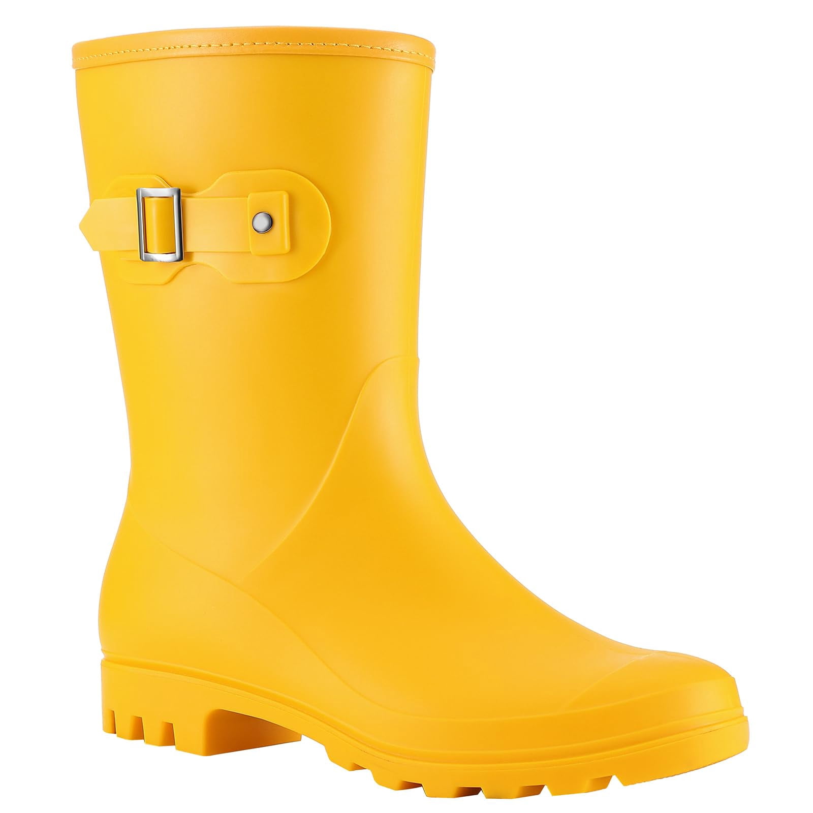 Litfun Mid Calf Rain Boots for Women Waterproof Garden Shoes, Yellow, Size 8