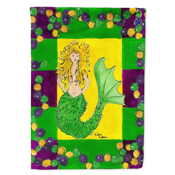 Mardi Gras Mermaid Flag Canvas House Size