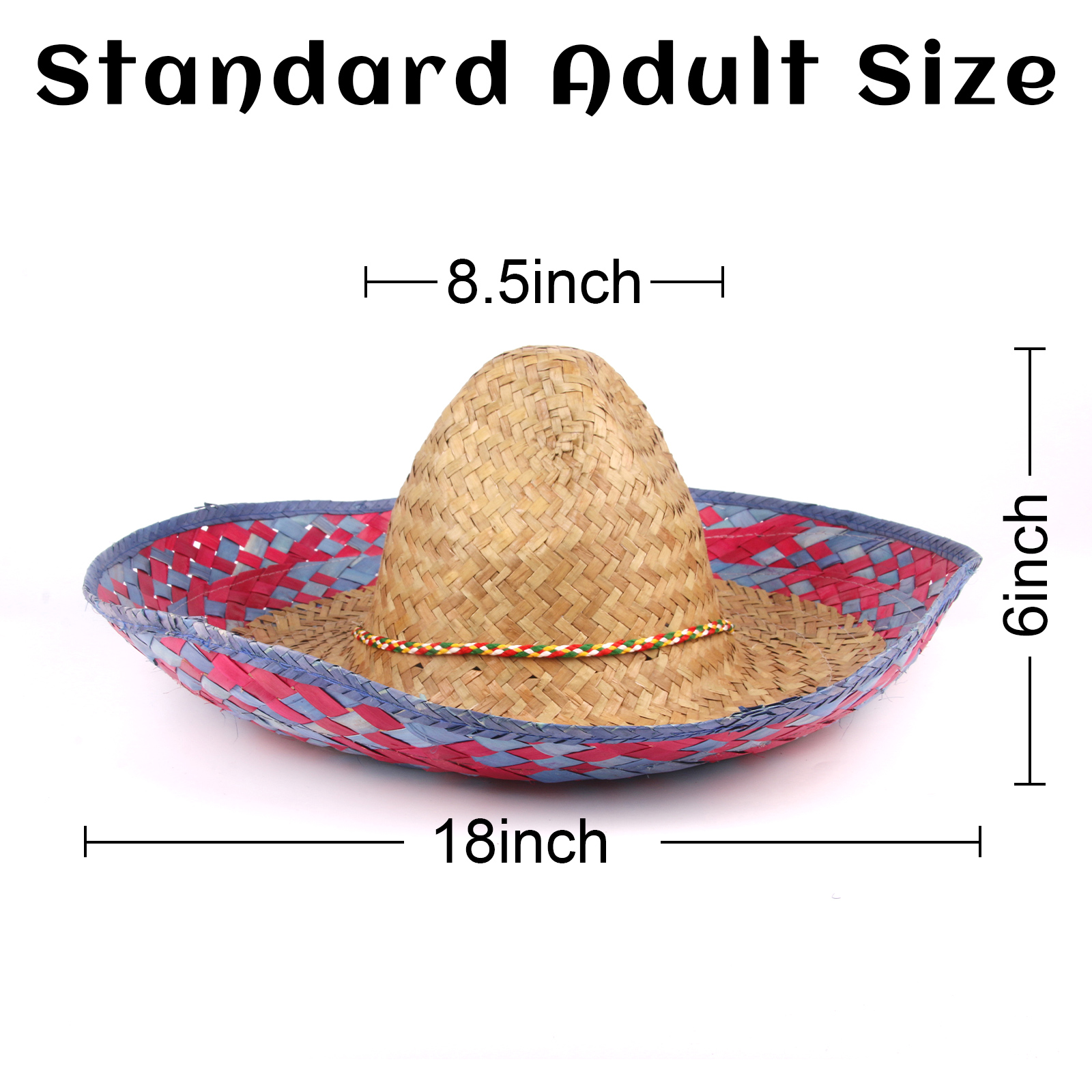 2Pcs Mexican Sombrero Straw Hat for Cinco De Mayo Mexican Hat Mexican Theme Party Decorations - image 5 of 11