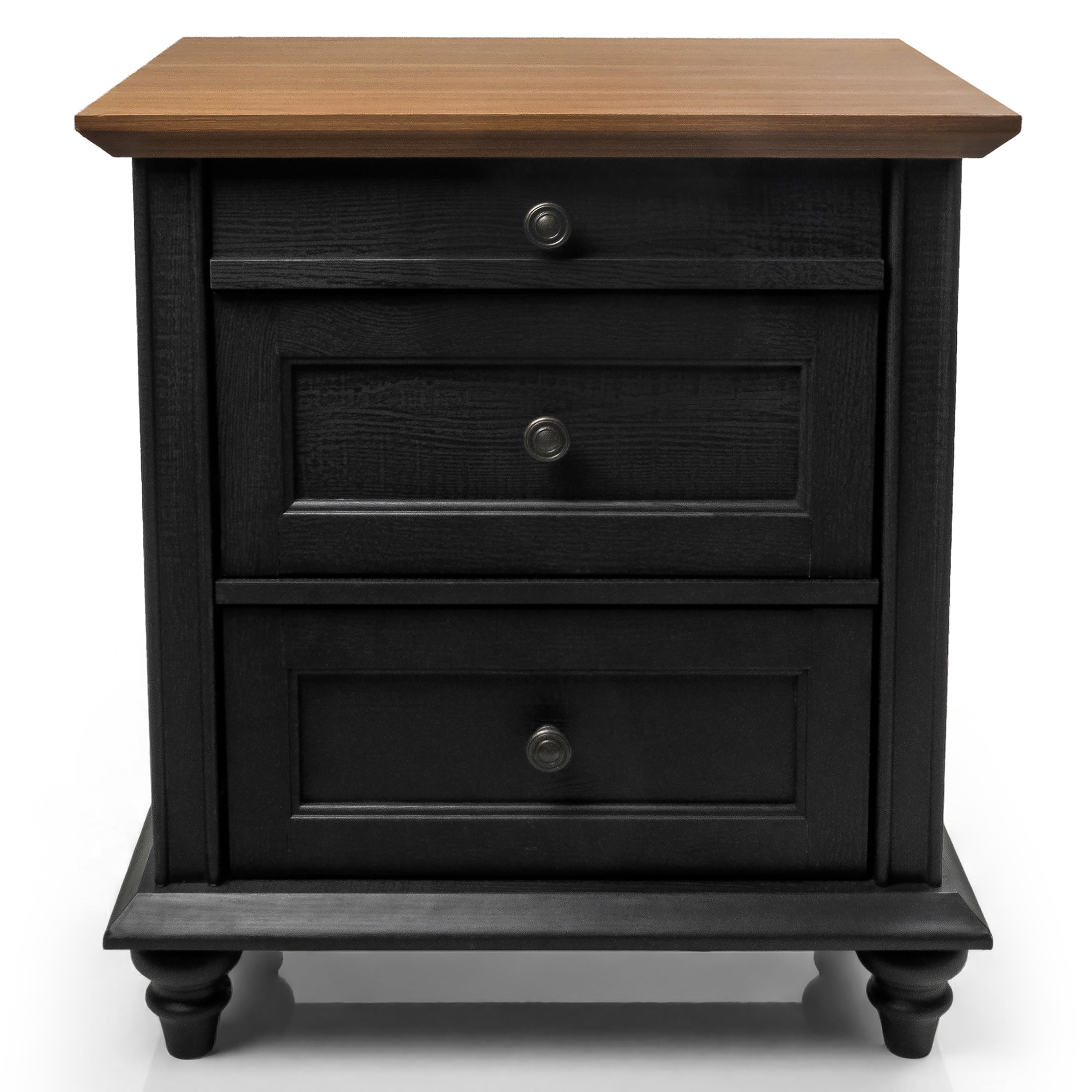 Furniture of America Calix Traditional Wood 3-Drawer Kids Nightstand, Black