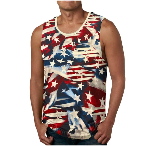 Hombres Impresión Casual sin Mangas Suéter Cuello Redondo Tanque Deportivo