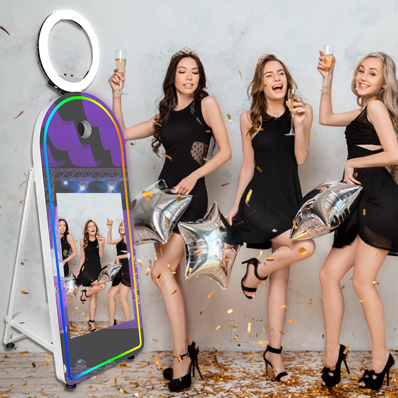 PAAFNN Mirror Photobooth Selfie 32''Touch Screen 65''Photobooth Machine for Wedding Party Events