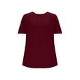 thumbnail image 5 of Plus Size Womens Clothing Summer Shirts Solid-color Fashionable Back-button T-Shirts Round-neck Top Short-sleeved Round-neck Top/T-Shirts, 5 of 7