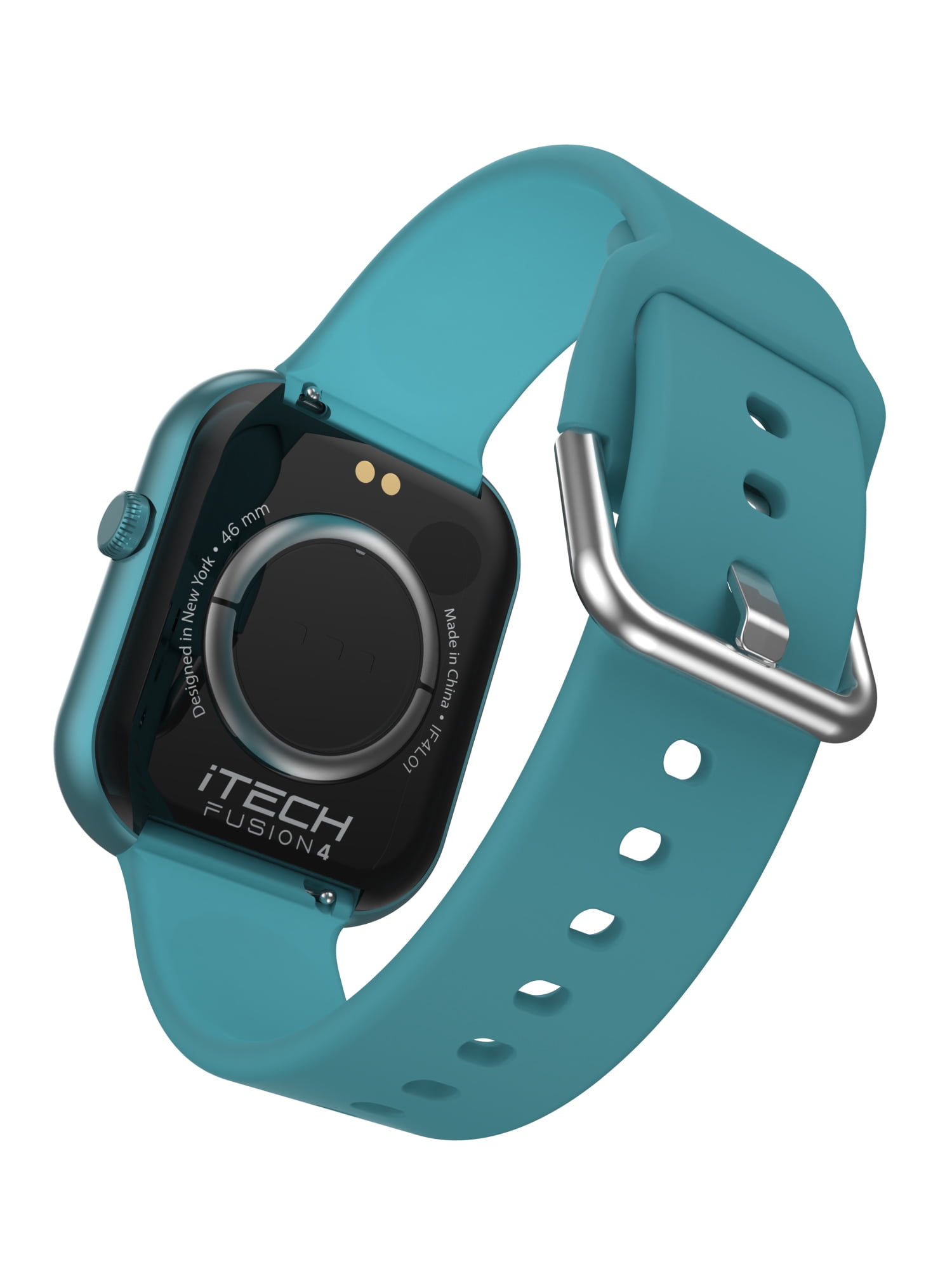 iTech Fusion 4 Unisex Adult Rectangular Smart Watch, Teal, Teal Silicone Strap