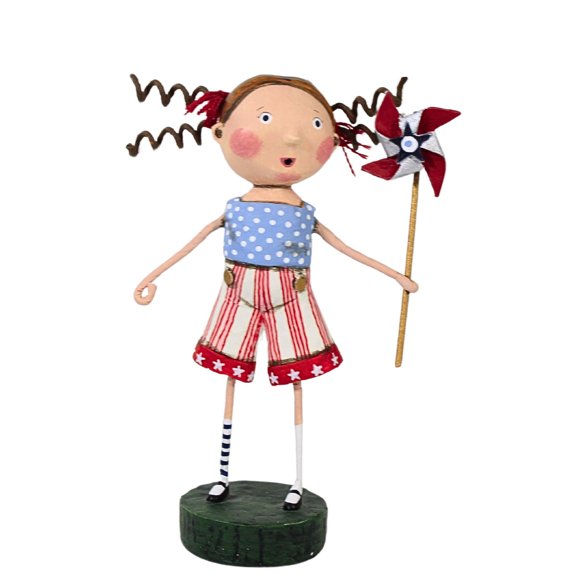 Lori Mitchell American Belle - One Figurine 5.75 Inch, Polyresin - Pinwheel Usa Stars And Stripes 12277.