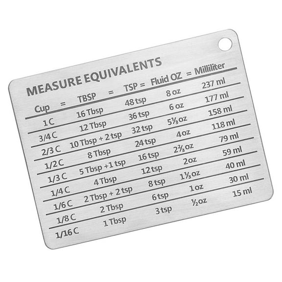YEAHIBABY Stainless Steel Fridge Magnet for Cooking and Baking Measurement Equivalents Silver 1Pcs