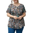 thumbnail image 2 of a.Jesdani Women's Plus Size Tunic Tops Short Sleeve V Neck Casual Blouses M-4X, 2 of 10