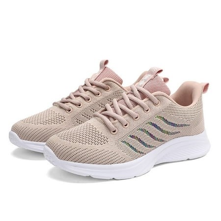 

Women‘s Knit Lightweight & Breathable Running Shoes Solid Color Lace Up Sneakers Women‘s Footwear