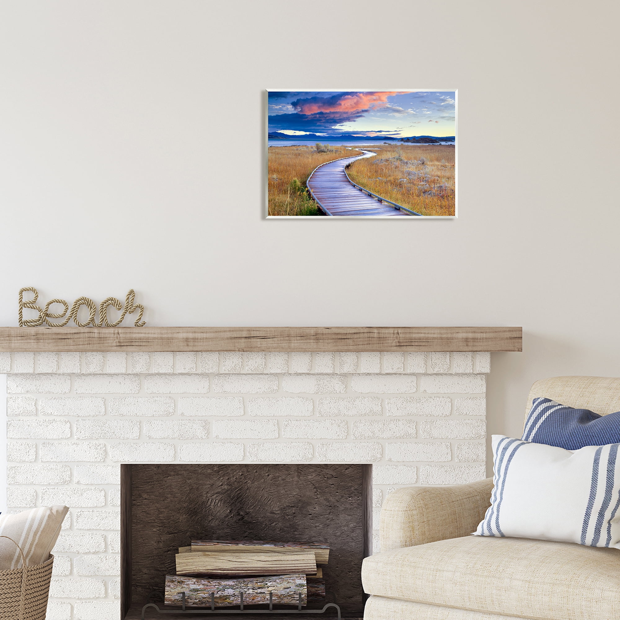 Stupell Industries Coastal Boardwalk Sunset Coastal Photography Unframed Art Print Wall Art