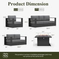 thumbnail image 7 of LayinSun Oversized Aluminum Outdoor Furniture Set, 5 Piece Patio Sofa Sets with Fire Pit Table, Deep Seating and Upgraded 6-inch Cushions for Porch, Balcony, Deck, 7 of 7