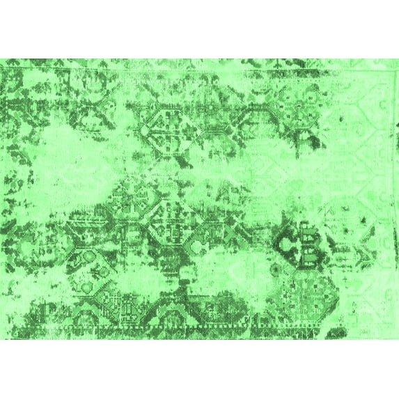 Ahgly Company Indoor Rectangle Abstract Emerald Green Modern Area Rugs, 8' x 12'
