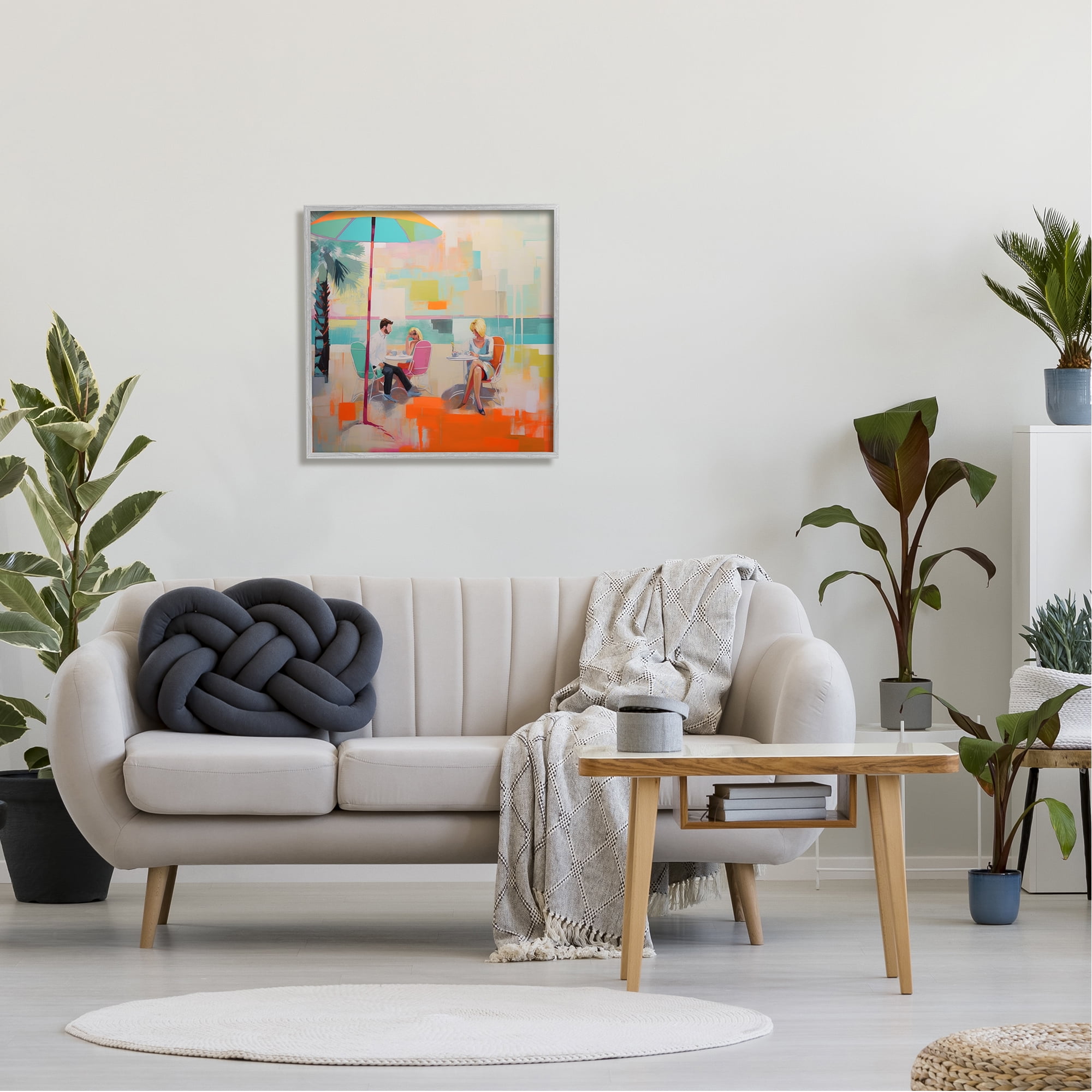Stupell Industries Abstract Tropical Summer Abstract Painting Gray Framed Art Print Wall Art, 24 x 24