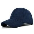 thumbnail image 3 of Opolski Unsiex Baseball Hat Striped Texture Adjustable Buckle Solid Color Long Curled Brim Sun Ponytail Holder Casual Peaked Cap Navy Blue, 3 of 7