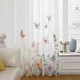 thumbnail image 6 of Spring Floral Sheer Curtains 45 Inches Long, Butterfly Summer Botanical Watercolor Light Filering Curtains, Breathable Simi Curtain Privacy Drapes for Kitchen Bathroom Small Window Treatment, 6 of 9