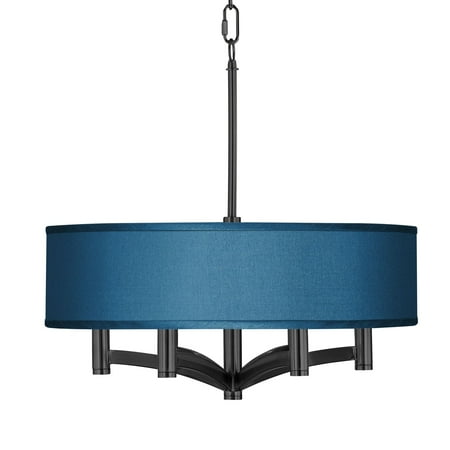 

Giclee Glow Blue Faux Silk Ava 6-Light Black Pendant Chandelier