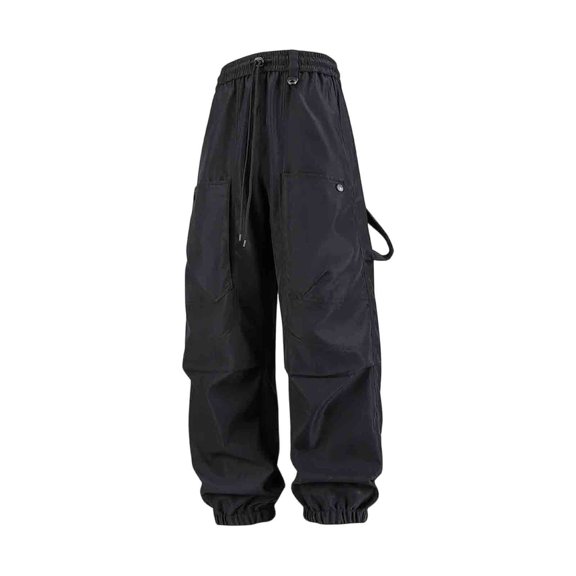 Yongwang Men's Athletic Cargo Joggers Drawstring Straight Leg Pants with Pocket Windproof Outdoor Sports Trousers